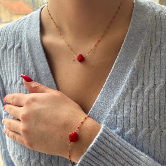 PARURE - TRÈFLE ROUGE