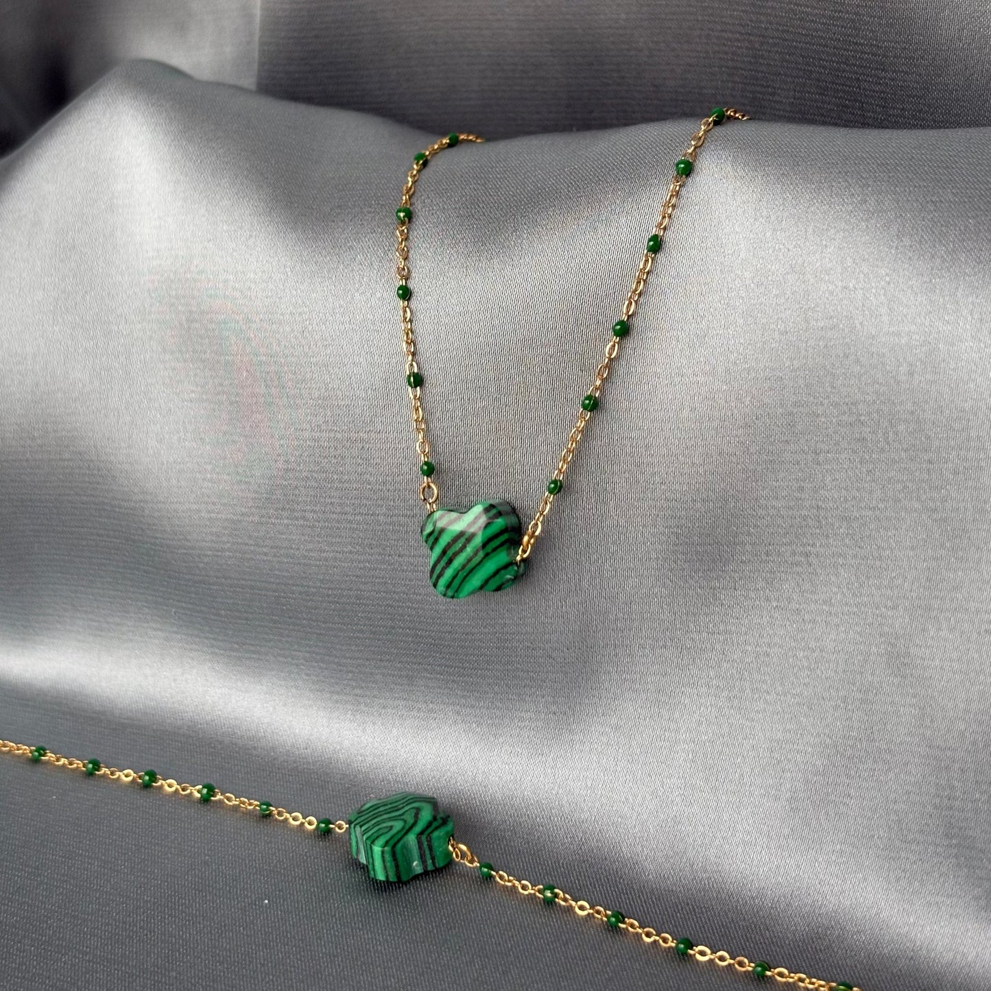 PARURE - TRÈFLE MALACHITE