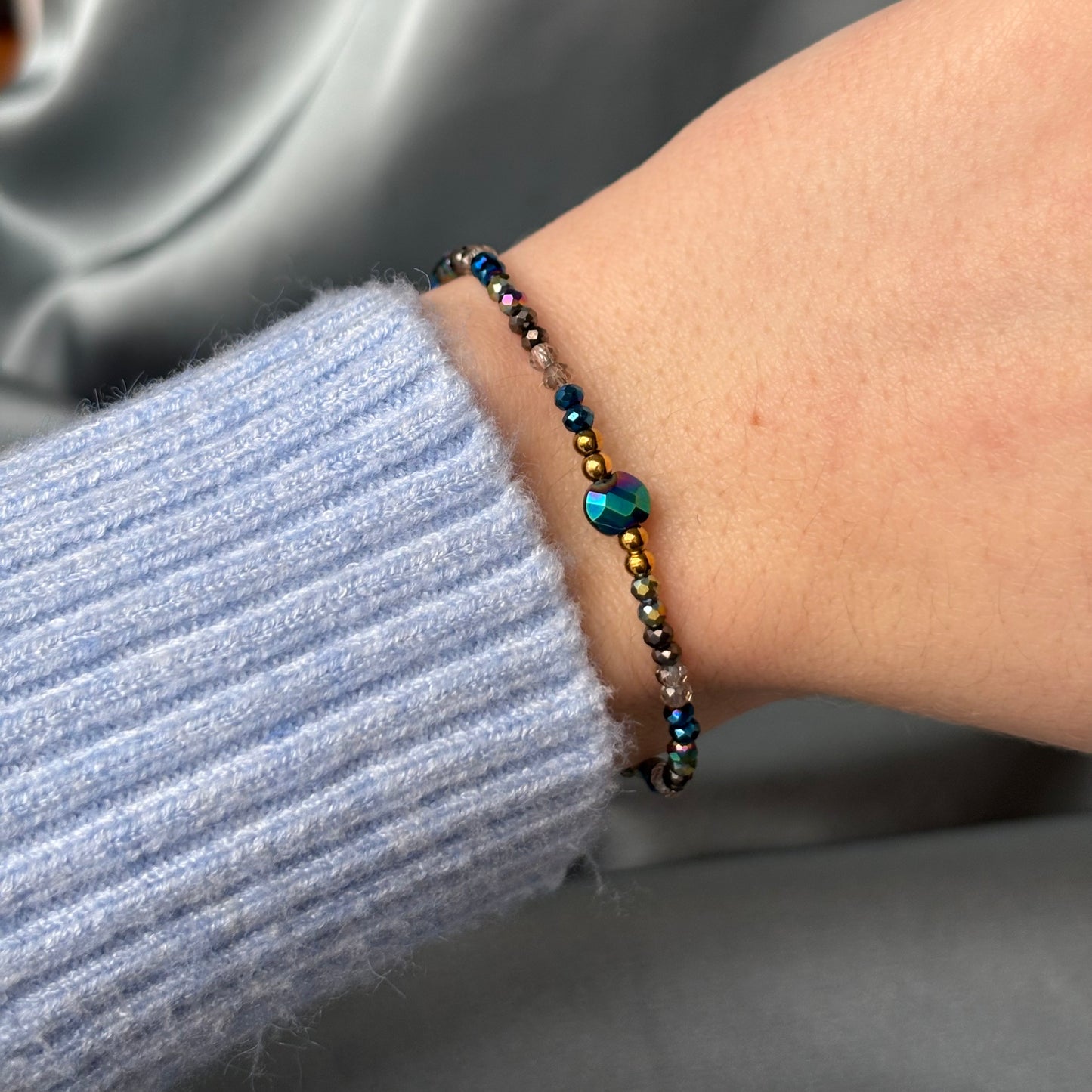 BRACELET PERLE -  BLEU CAFÉ