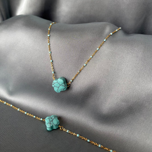 PARURE - TRÈFLE TURQUOISE