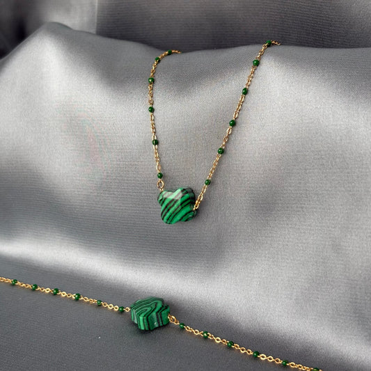 PARURE - TRÈFLE MALACHITE